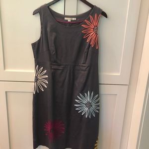 Boden Grey Pink Embroidered Dress Shift 12R